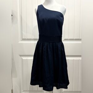 White by Vera Wang Navy One-Shoulder Cocktail Dress Size 12